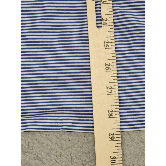 Holderness Bourne Shirt Mens Medium Cobalt White Stripe Herron Golf Polo Pima - Picture 6 of 9